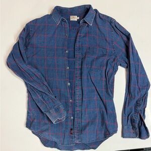 Faherty Blue and Red Plaid Casual Shirt